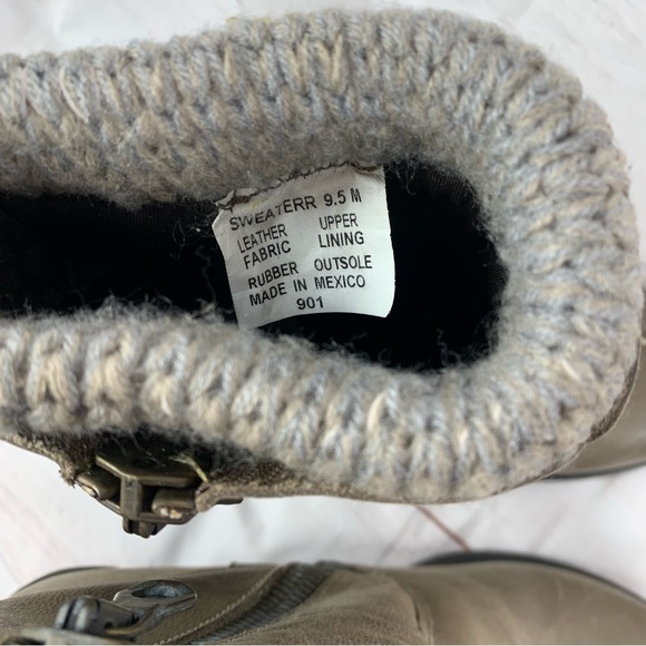 Steve Madden boots shoes knit sweater platform heel leather double zip grey 9.5 - Picture 16 of 16